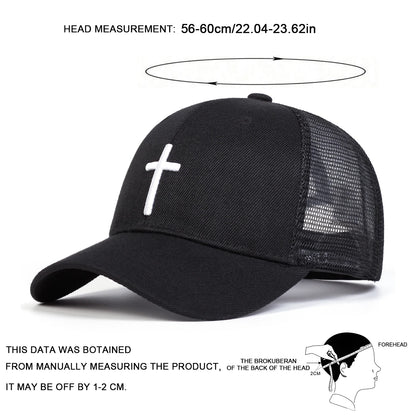 Unisex Cross Embroidery Baseball Net Caps Hip Hop Cap Spring Summer Outdoor Adjustable Casual Hats