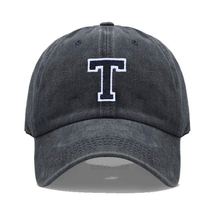 Bicolor Color Letter A-Z Embroidery Washed Cotton Baseball Cap Men Women Unisex Dad Hat Sun Outdoor