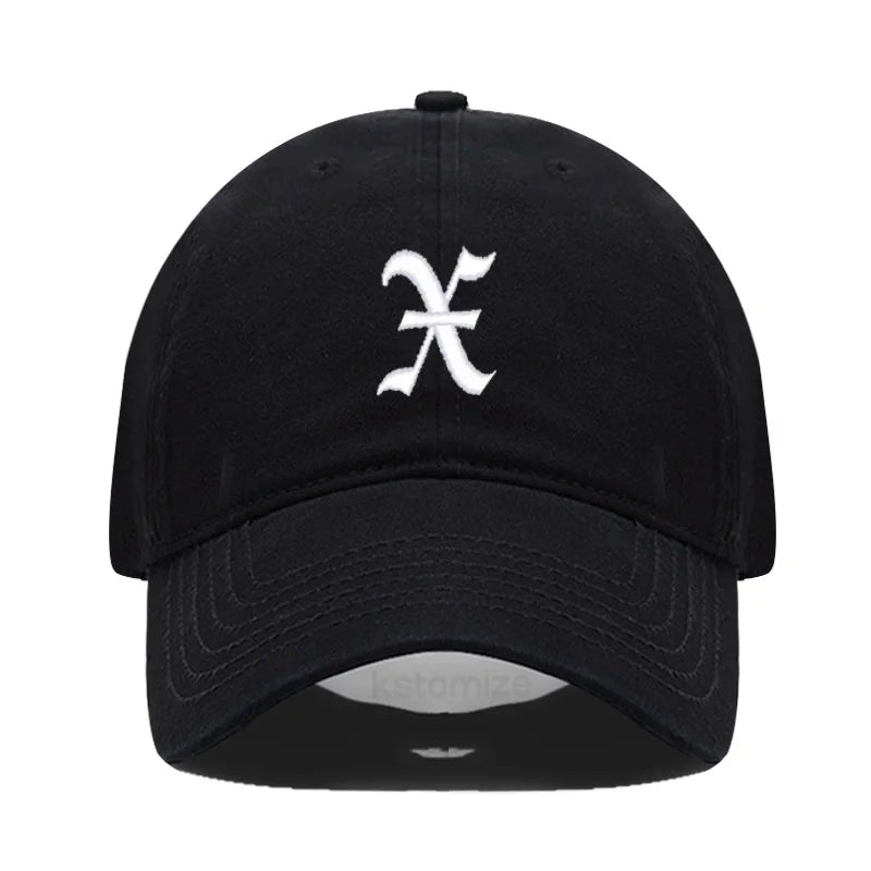 Old English Letter A-Z Embroider Baseball Cap Men Womne Soft Cotton Team Sport Visors Snapback Caps