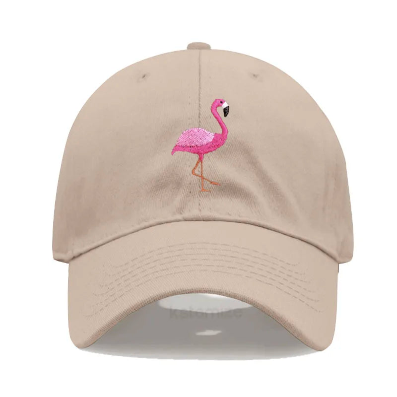 Animal Embroidery Flamingo Baseball Caps Men Women Retro Soft Washed Cotton Dad Hat Snapback Cap
