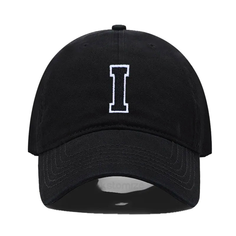 Initial Letter A-Z Embroider Baseball Cap Men Womne Soft Cotton Team Sport Visors Snapback Caps