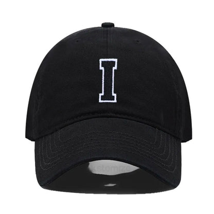 Initial Letter A-Z Embroider Baseball Cap Men Womne Soft Cotton Team Sport Visors Snapback Caps
