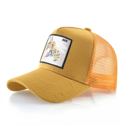 Fashion Unisex Baseball Cap With Embroidery With Bee Patch Men's Snapback Hip Hop Trucker Caps Women Adjustable Sun Visor Hat
