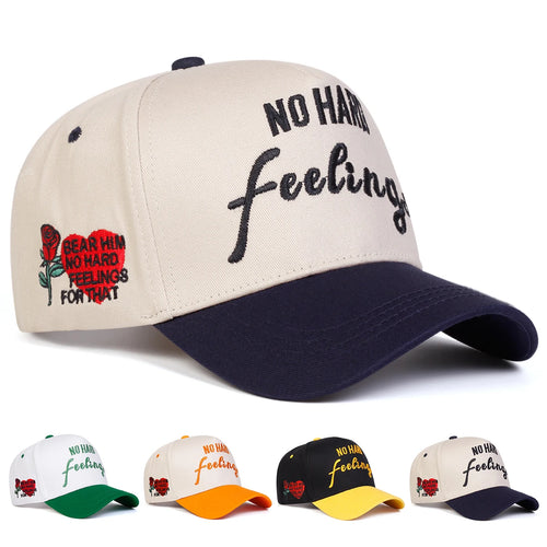 Unisex No Hard Feelings Embroidery Side Love Rose Baseball Caps Spring Autumn Outdoor Adjustable