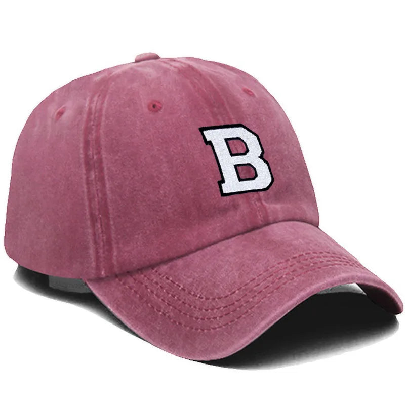 Initial Letter A-Z Embroidery Baseball Cap Men Womne Washed Cotton Dad Hats Team Sport Visors