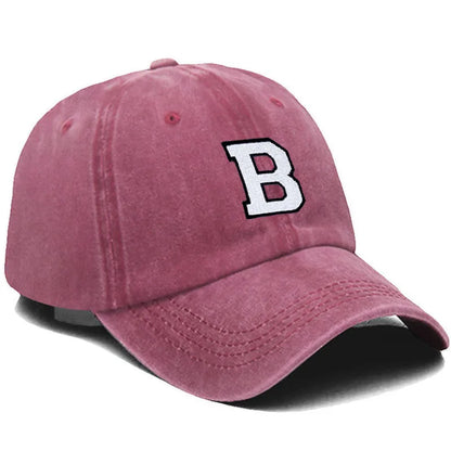 Initial Letter A-Z Embroidery Baseball Cap Men Womne Washed Cotton Dad Hats Team Sport Visors