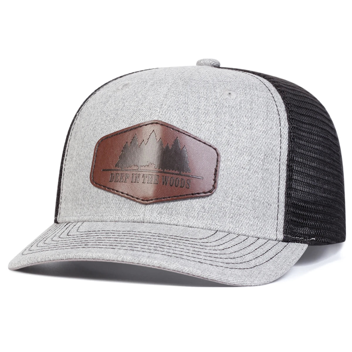 Unisex Deep Woods Leather Label Baseball Net Caps Spring Summer Outdoor Adjustable Casual Hats