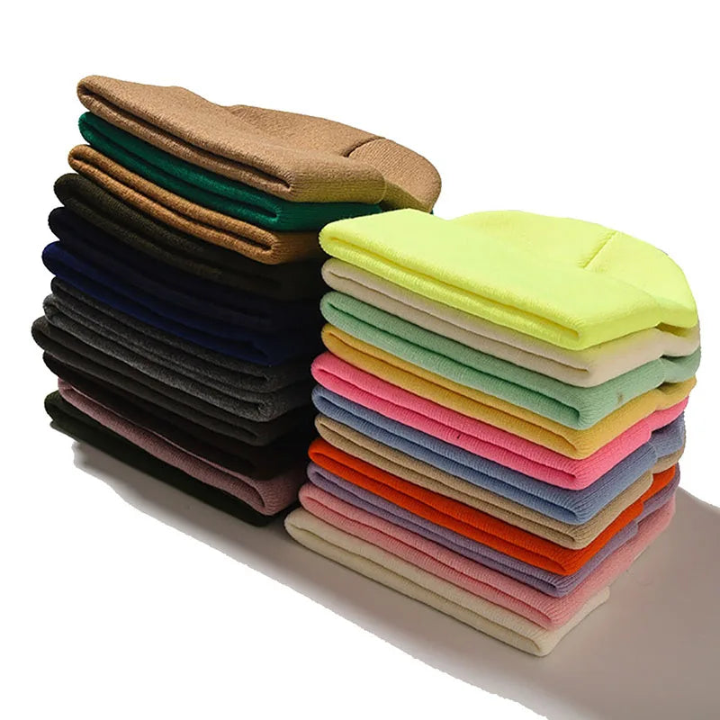 24 Colors Unisex Beanie Hat Men Women Winter Knit Caps Soft Ski Hats - Soft