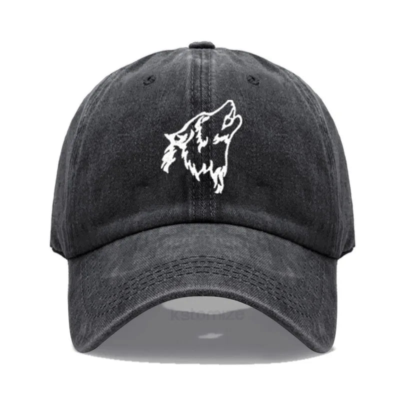 Women S Baseball Cap Men Washed Cotton Wolf Howl Embroidery Dad Hat Sport Golf Caps Man Sun Hats