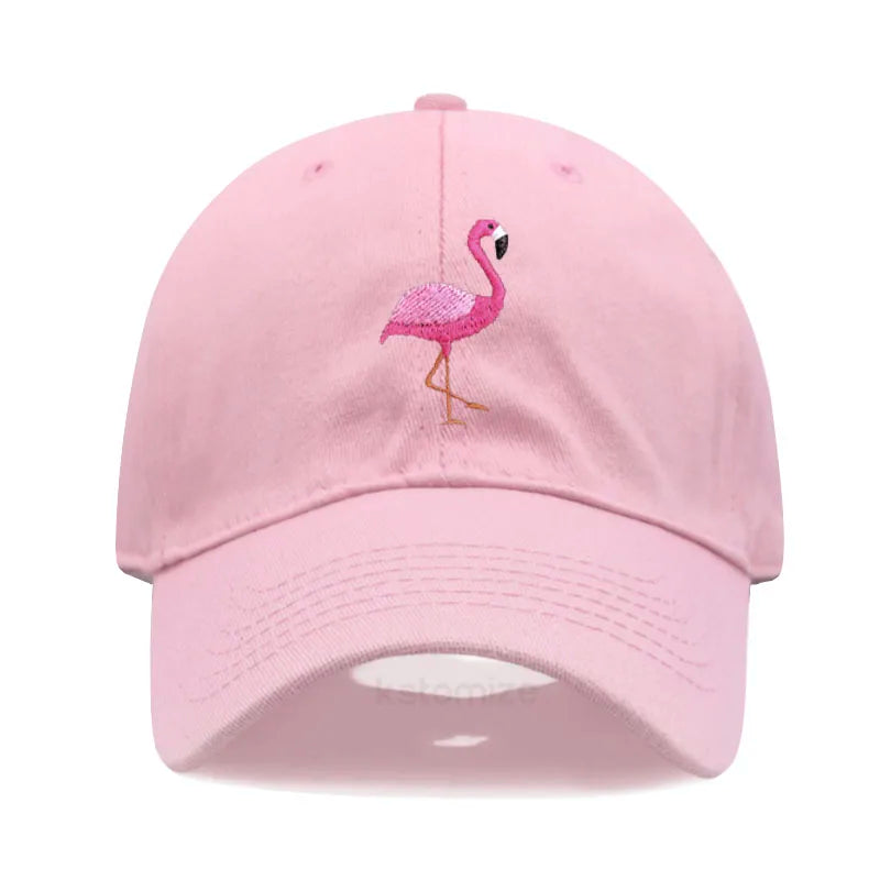 Animal Embroidery Flamingo Baseball Caps Men Women Retro Soft Washed Cotton Dad Hat Snapback Cap