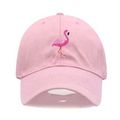 Animal Embroidery Flamingo Baseball Caps Men Women Retro Soft Washed Cotton Dad Hat Snapback Cap