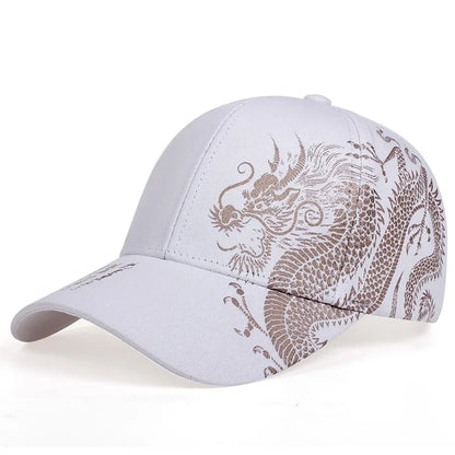 Unisex Golden Dragon Printing Baseball Caps Adjustable Casual Hats Spring Autumn Outdoor Sunscreen