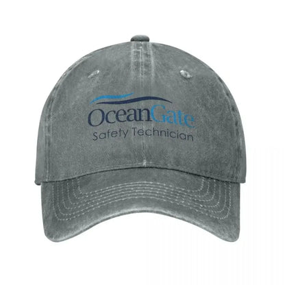 Vintage Oceangate Safety Technician Baseball Cap Unisex Style Distressed Washed Headwear Outdoor All