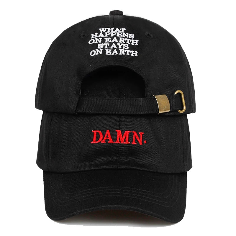 Unisex Spring Summer Damn Hats Embroidered Earth Dad Hat Hip Hop Cap Kendrick Lamar Rapper Snapback