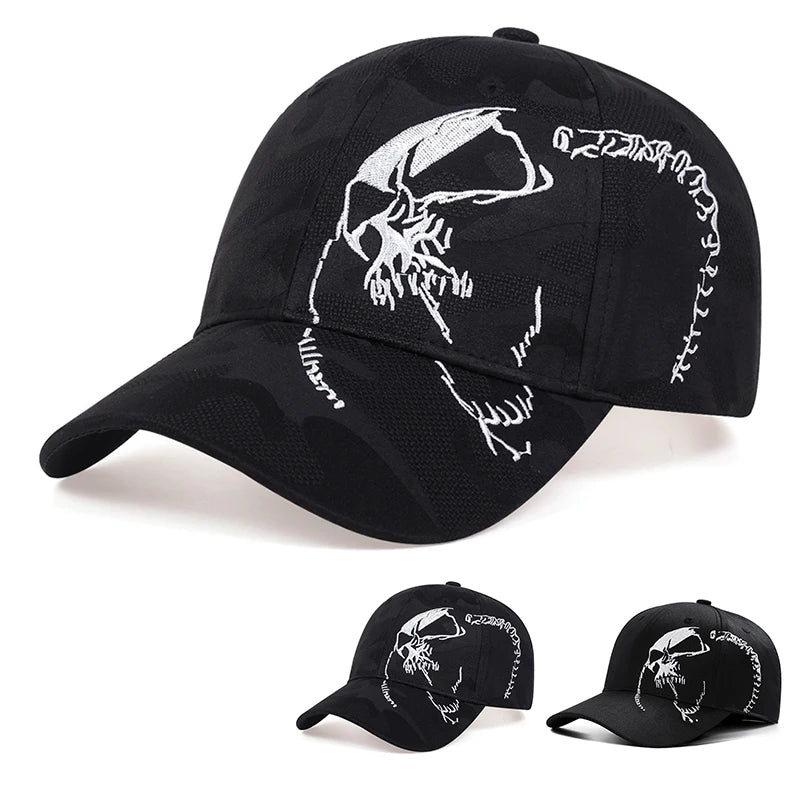 Unisex Side Skull Pattern Embroidery Baseball Caps Spring Autumn Outdoor Adjustable Casual Hats
