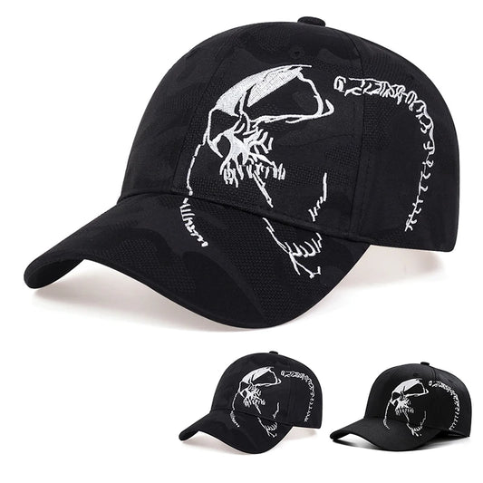 Unisex Side Skull Pattern Embroidery Baseball Caps Spring Autumn Outdoor Adjustable Casual Hats
