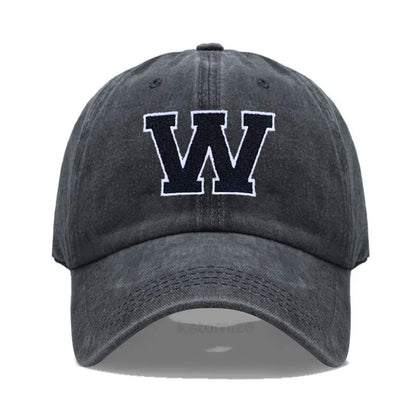 Initial Letter A-Z Embroider Baseball Cap Men Womne Washed Cotton Dad Hat Team Sport Visors Snapback