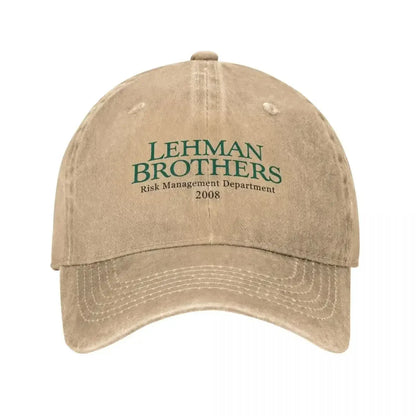 Retro Lehman Brothers Risk Management Department 2008 Trucker Hat Unisex Distressed Washed Headwear