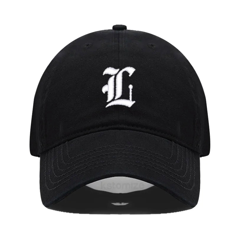 Old English Letter A-Z Embroider Baseball Cap Men Womne Soft Cotton Team Sport Visors Snapback Caps