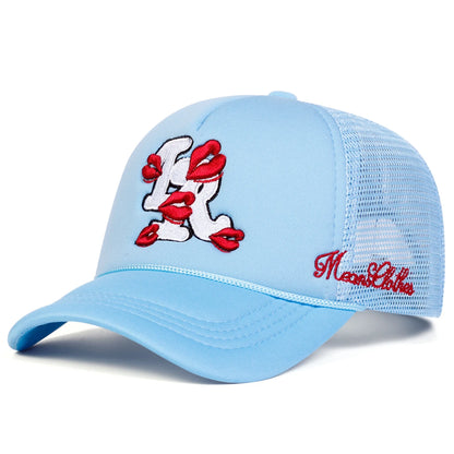 Unisex Letter Lips Embroidery Baseball Net Caps Spring Summer Outdoor Adjustable Casual Hats