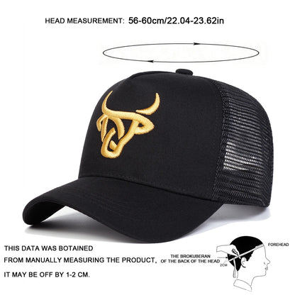 Unisex Ox Head Embroidery Baseball Net Caps Spring Summer Outdoor Adjustable Casual Hats Hip Hop Hat