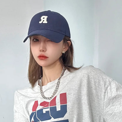 Large Head Circumference Baseball Cap Men S Women Dome Hat Soft Top 60 65cm Sun Protection Letter R