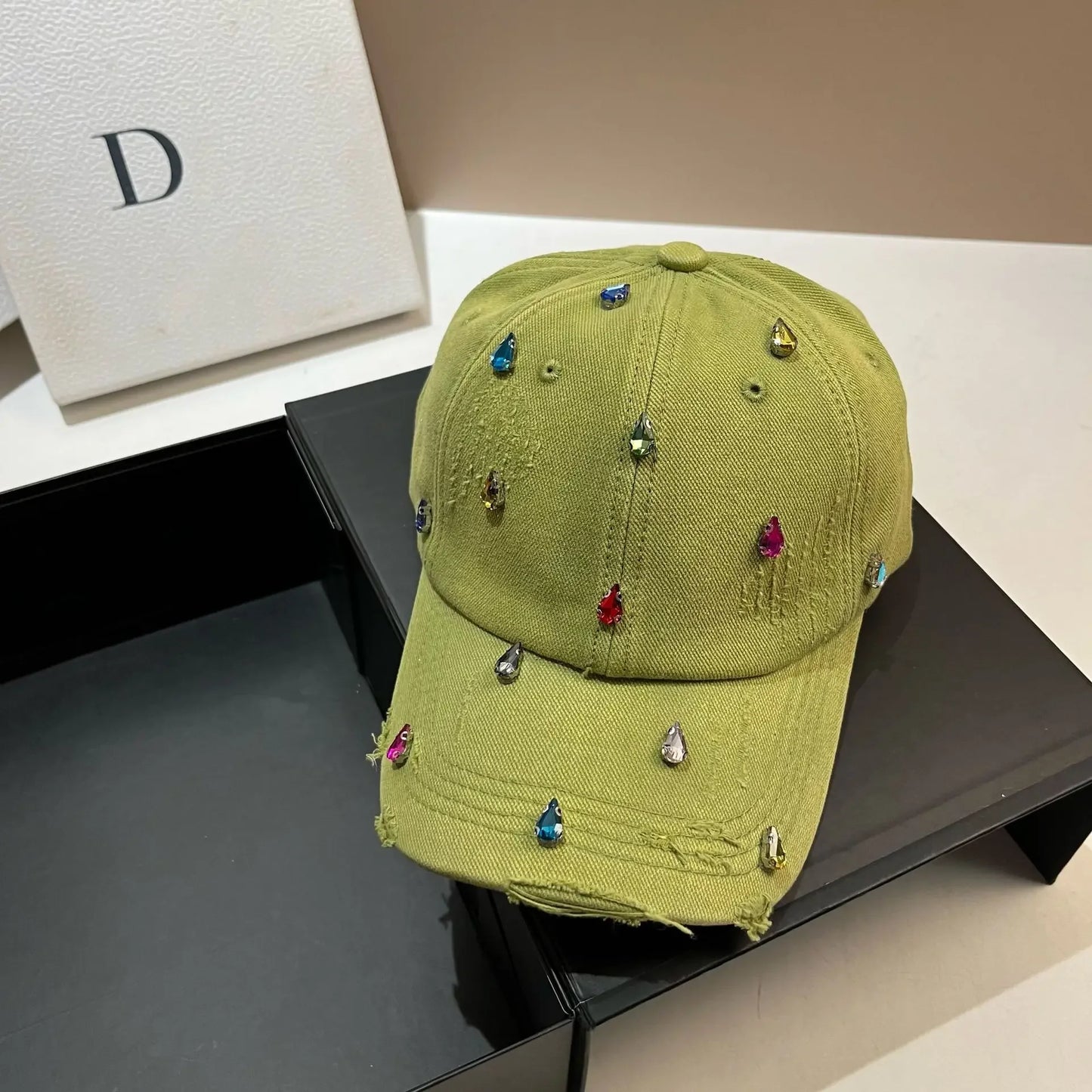 Luxury Water Diamond Baseball Caps Korean Designer Manual Personalized Sun Hat Men Women Youth Trend  Water Washed Snapback Cap