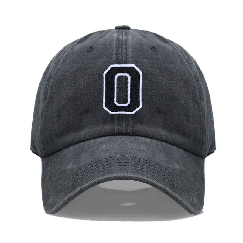 Initial Letter A-Z Embroider Baseball Cap Men Womne Washed Cotton Dad Hat Team Sport Visors Snapback