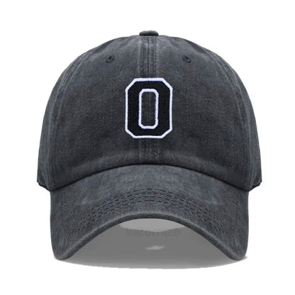Initial Letter A-Z Embroider Baseball Cap Men Womne Washed Cotton Dad Hat Team Sport Visors Snapback