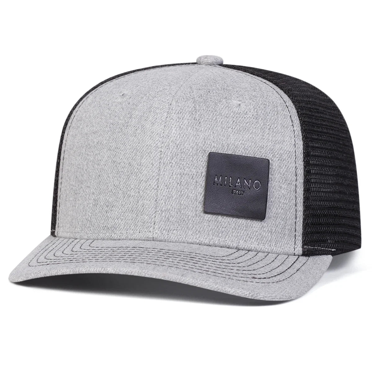 Unisex Milano Letter Black Leather Label Baseball Net Cap Spring Summer Outdoor Adjustable Casual
