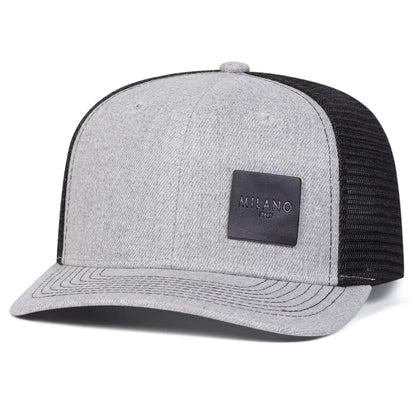 Unisex Milano Letter Black Leather Label Baseball Net Cap Spring Summer Outdoor Adjustable Casual