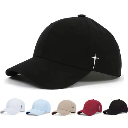 Unisex Simple Cross Embroidery Baseball Caps Spring Autumn Outdoor Adjustable Casual Hats Sunscreen