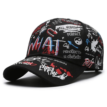 Women Men Graffiti Cotton Baseball Cap Unisex Printed Snapback Hat Hip Hop Trendy Outside