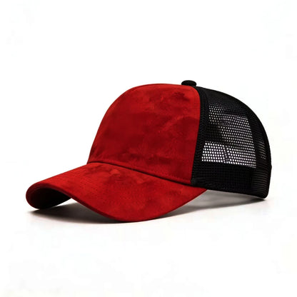 Summer Mesh Baseball Cap Women Men Solid Suede Patch Snapback Hat Casual Breathable Unisex Street