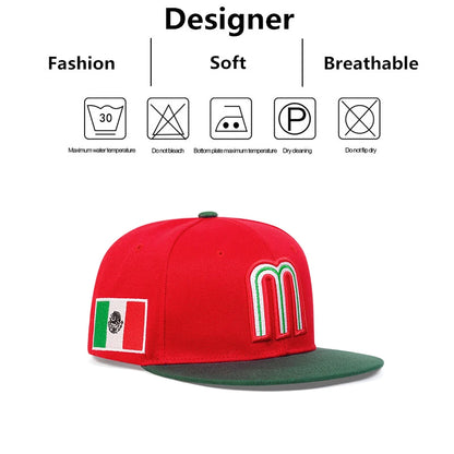 Unisex M Letter Side Brazilian Flag Embroidery Hip-Hop Hats Spring Autumn Outdoor Adjustable Casual