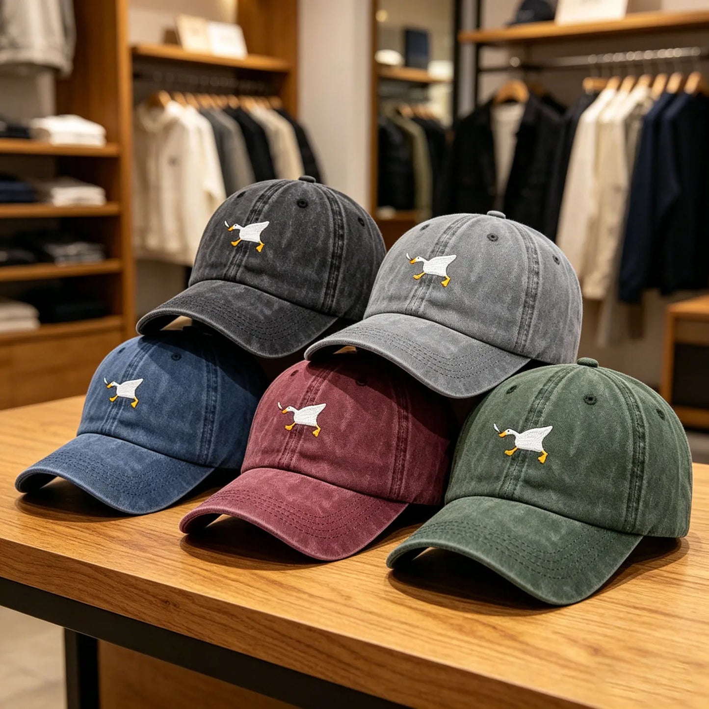Unisex Dad Hat Embroidered Goose Pattern Fashionable Style Duckbill Cap Men Women