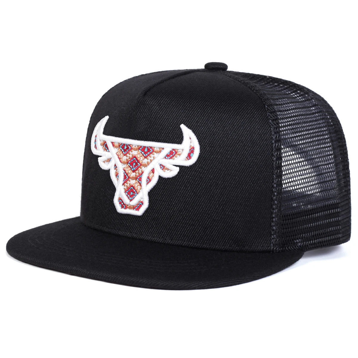 Unisex Ox Head Embroidery Hip-Hop Net Hats Spring Summer Outdoor Adjustable Casual Baseball Caps