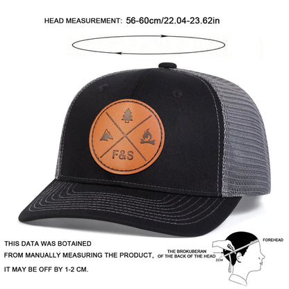 Unisex F S Round Leather Label Baseball Net Caps Spring Summer Outdoor Adjustable Casual Hats