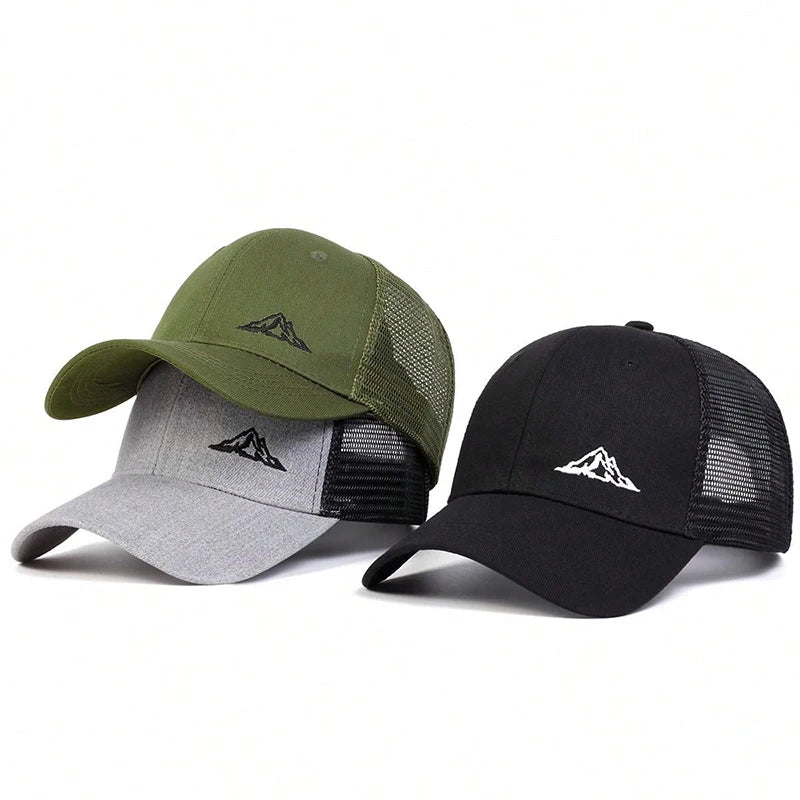 Unisex Mountain Range Embroidery Baseball Net Caps Spring Summer Outdoor Adjustable Casual Hats