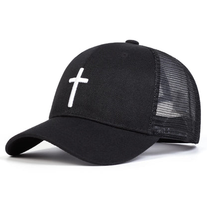 Unisex Cross Embroidery Baseball Net Caps Hip Hop Cap Spring Summer Outdoor Adjustable Casual Hats