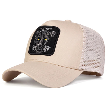 Unisex Panther Embroidery Baseball Net Caps Spring Summer Outdoor Adjustable Casual Hats Sunscreen