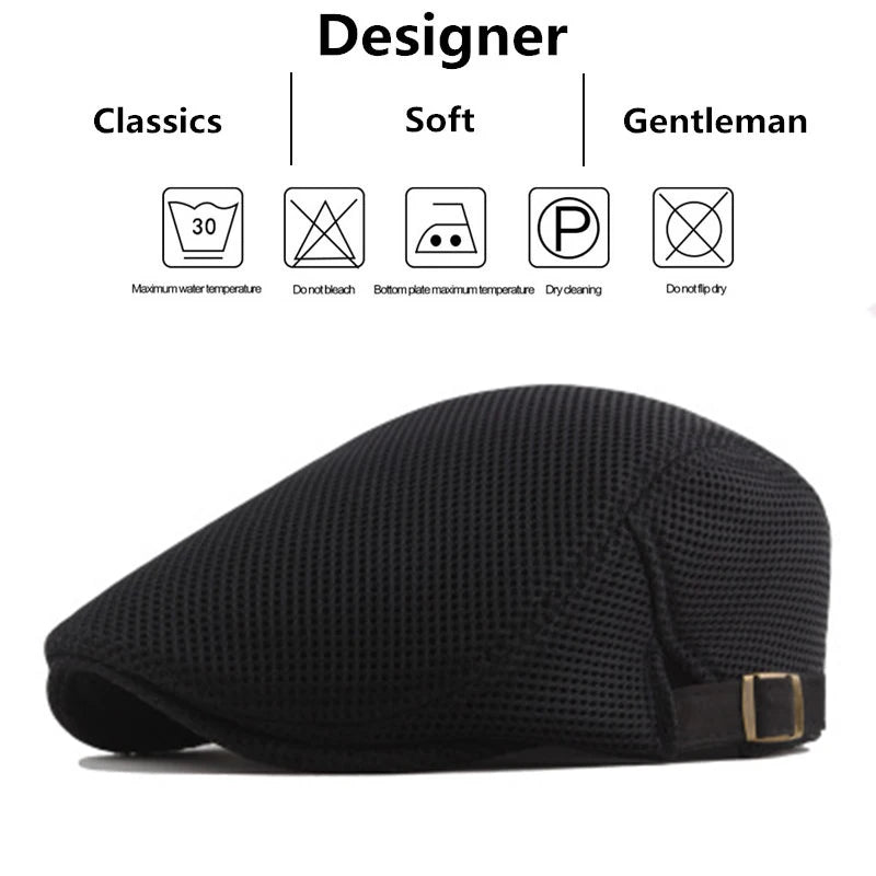 Men Mesh Newsboy Caps British Painters Hats Spring Summer Ventilate Berets Adjustable Flat Cap Hip