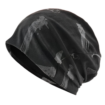 Unisex Chinese-Style Letter-Print Slouchy Beanie Men Women Fashion Loose Style Bonnet Cap Spring Autumn Casual Sport Hats