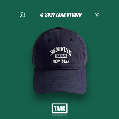 Baseball Hat Women's Spring And Summer, Korean Version, Ins Street, Burgundy Letter Embroidery, Cap, Summer Men