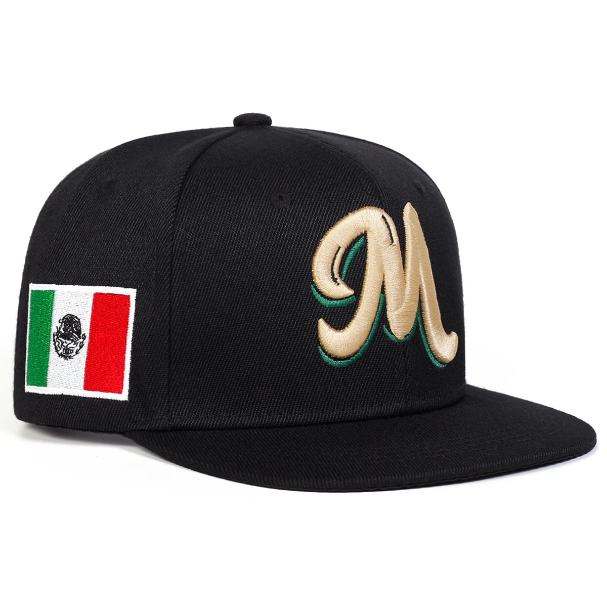 Unisex M Embroidery Side Mexican Flag Hip-Hop Net Hats Spring Summer Outdoor Adjustable Casual