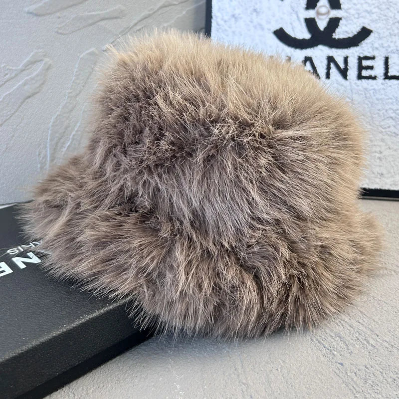 2025 Fluffy Faux Fur Bucket Hats Women Faux Fox Warm Thick Plush Winter Hat Lady Fashion Luxury Panama Furry Fisherman Cap Y2k