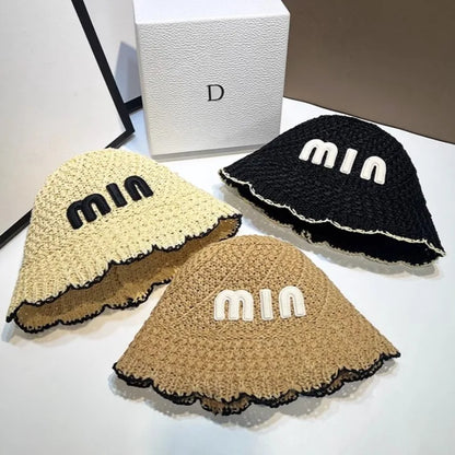 Designer Handmade Letter Bucket Hats Luxury High-End Sunshade Sun Hat Women Floppy Straw Beach