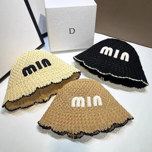 Designer Handmade Letter Bucket Hats Luxury High-End Sunshade Sun Hat Women Floppy Straw Beach