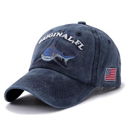 Wash Cotton America Flag Shark Men S Baseball Cap Women Snapback Hats Bone Hip Hop Dad Hat Gorras