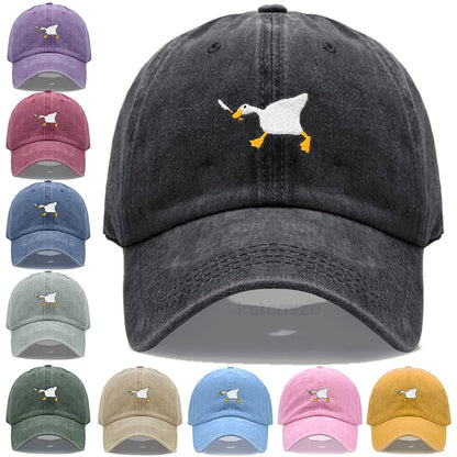 Unisex Dad Hat Embroidered Goose Pattern Fashionable Style Duckbill Cap Men Women